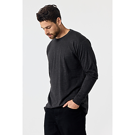 MEN'S LONG SLEEVE TEE CHARCOAL HTR
