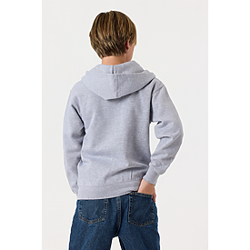 YOUTH ZIPPER HOODIE HEATHER GREY Back