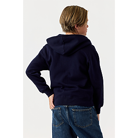 YOUTH ZIPPER HOODIE NAVY Back