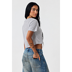 WOMEN'S CROP TEE HEATHER GREY