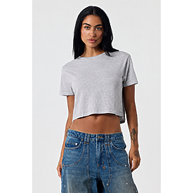 WOMEN'S CROP TEE HEATHER GREY