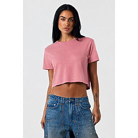 WOMEN'S CROP TEE MAUVE HTR