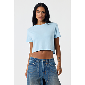 WOMEN'S CROP TEE POWDER BLUE