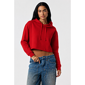 CROP HOODIE RED