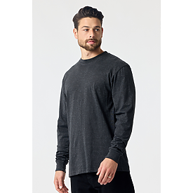 ADULT PREM HEAVY WT LS TEE CHARCOAL HTR