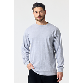 ADULT PREM HEAVY WT LS TEE HEATHER GREY